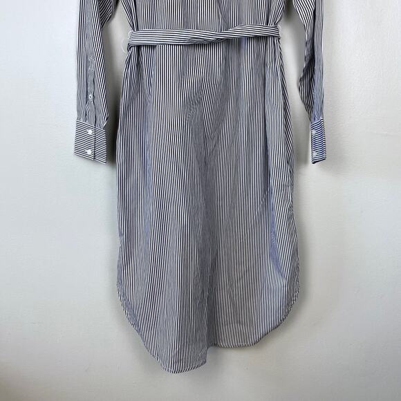 J. Crew Classic-fit Crisp Cotton Poplin Shirtdress Blue Striped Old Money Size 0 - Picture 10 of 12